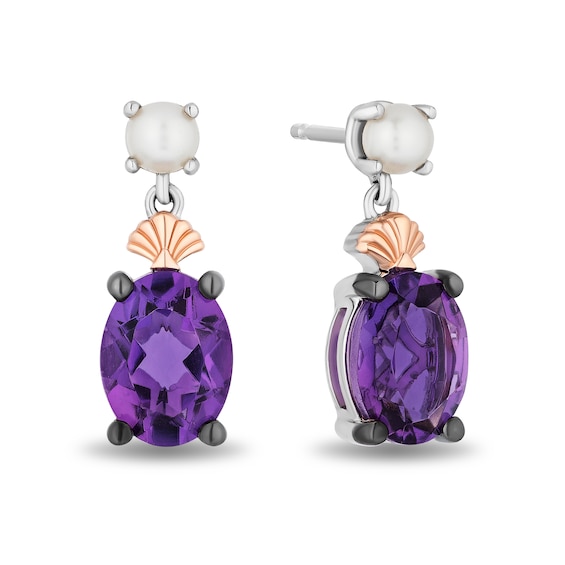 Collectorâs Edition Enchanted Disney The Little Mermaid 35th Anniversary Drop Earrings in Sterling Silver and Rose Gold