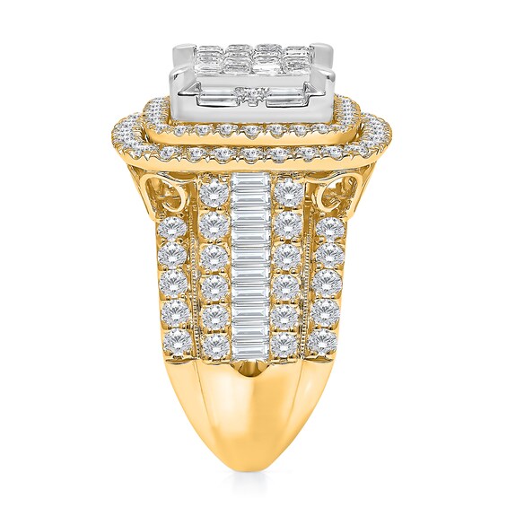 4 CT. T.w. Princess-Cut Multi-Diamond Double Cushion Frame Multi-Row Engagement Ring in 10K Gold - Size 7