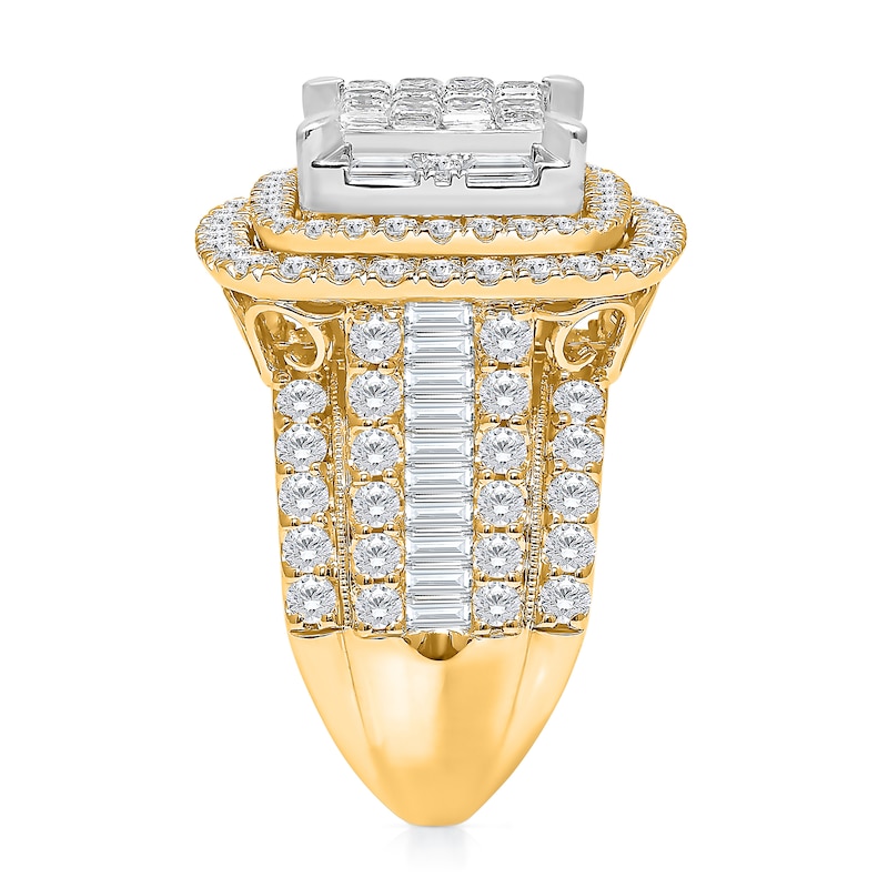 Main Image 2 of 4 CT. T.W. Princess-Cut Multi-Diamond Double Cushion Frame Multi-Row Engagement Ring in 10K Gold - Size 7