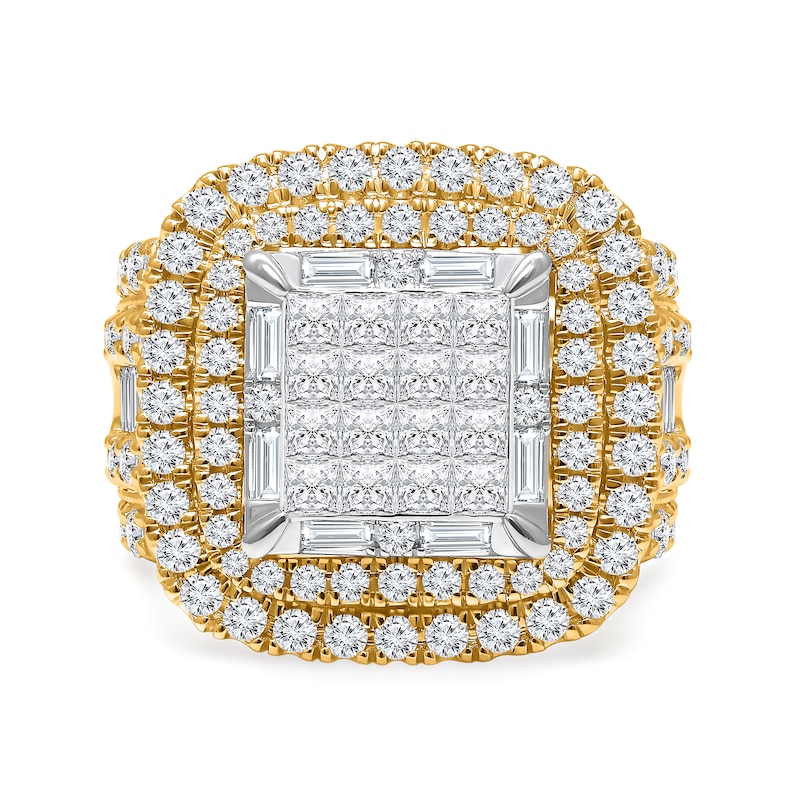 Main Image 3 of 4 CT. T.W. Princess-Cut Multi-Diamond Double Cushion Frame Multi-Row Engagement Ring in 10K Gold - Size 7