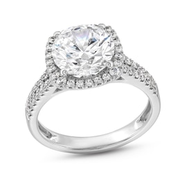 3-1/2 CT. T.W. Certified Lab-Grown Diamond Cushion Frame Double Row Engagement Ring in 14K White Gold (F/SI2)