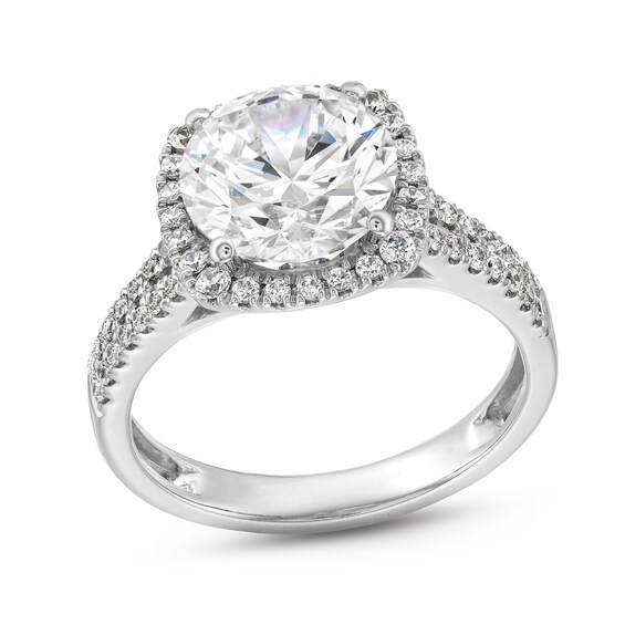 3-1/2 CT. T.w. Certified Lab-Grown Diamond Cushion Frame Double Row Engagement Ring in 14K White Gold (F/Si2)