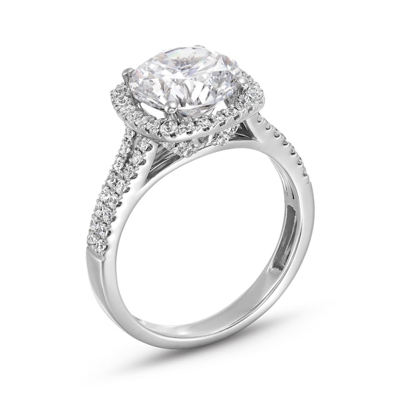 3-1/2 CT. T.w. Certified Lab-Grown Diamond Cushion Frame Double Row Engagement Ring in 14K White Gold (F/Si2)