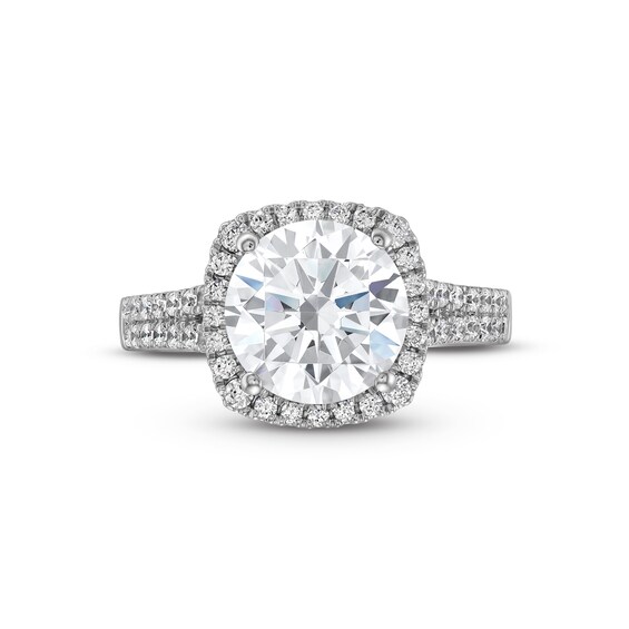 3-1/2 CT. T.w. Certified Lab-Grown Diamond Cushion Frame Double Row Engagement Ring in 14K White Gold (F/Si2)