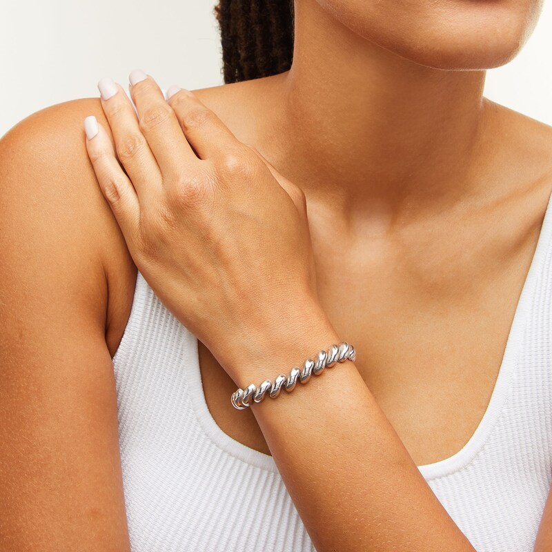 Main Image 2 of 9.05mm San Marco Link Chain Bracelet in Solid Sterling Silver - 7.5”
