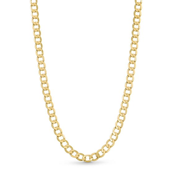 6.5mm Diamond-Cut Flat Curb Chain Necklace in Solid 10K Gold - 22â