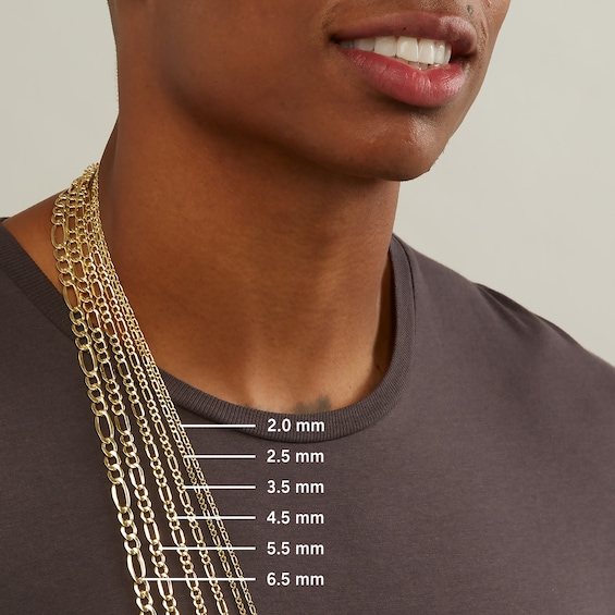 4.8mm Diamond-Cut Figaro Chain Necklace in Solid 10K Gold - 22â