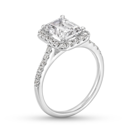 2-1/2 CT. T.w. Emerald-Cut Certified Lab-Grown Diamond Frame Engagement Ring in 14K White Gold (F/Si2)