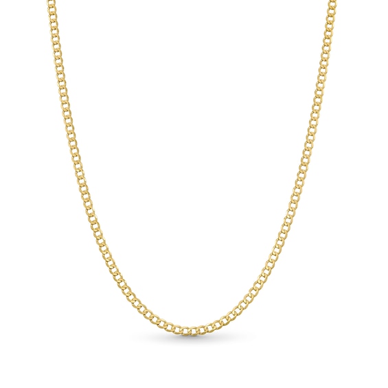 4.0mm Diamond-Cut Flat Curb Chain Necklace in Solid 10K Gold - 20â