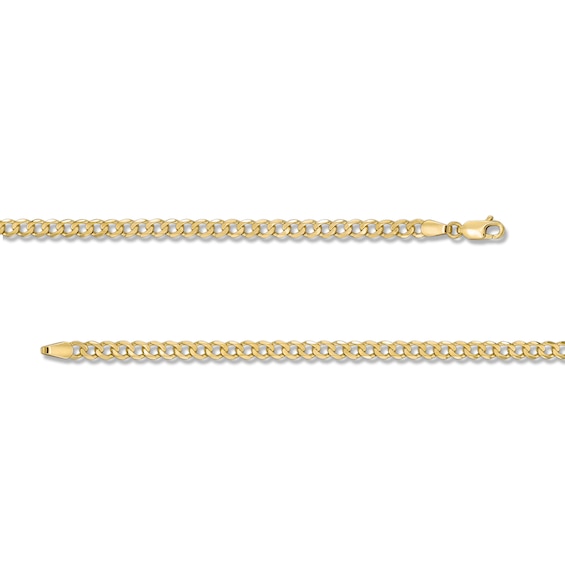 4.0mm Diamond-Cut Flat Curb Chain Necklace in Solid 10K Gold - 20”