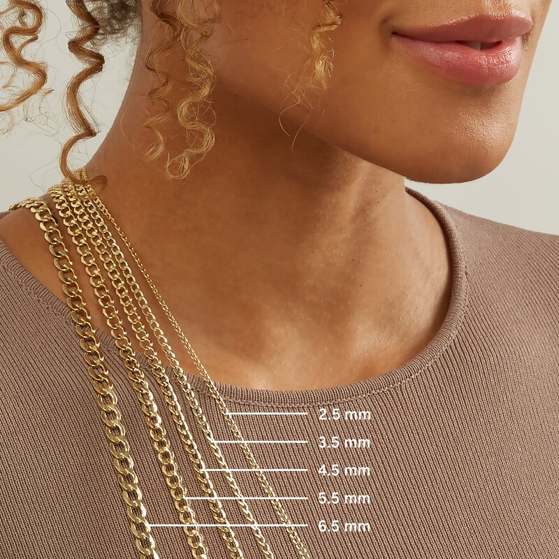 Main Image 4 of 4.0mm Diamond-Cut Flat Curb Chain Necklace in Solid 10K Gold - 20”