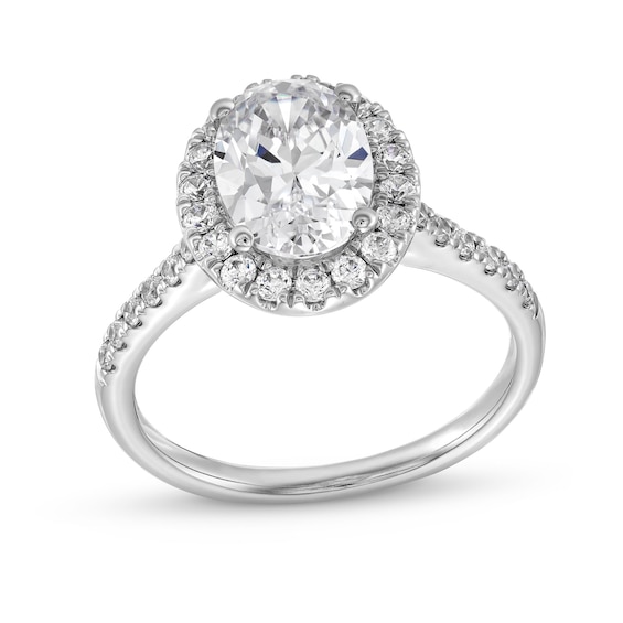 2-1/2 CT. T.w. Oval Certified Lab-Grown Diamond Frame Engagement Ring in 14K White Gold (F/Si2)