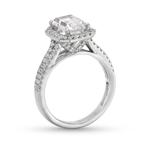 3-1/2 CT. T.w. Emerald-Cut Certified Lab-Grown Diamond Frame Double Row Engagement Ring in 14K White Gold (F/Si2)