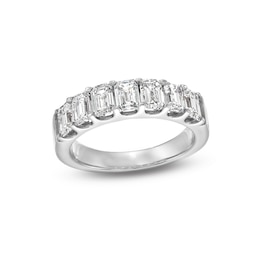 2 CT. T.W. Emerald-Cut Certified Lab-Grown Diamond Seven Stone Anniversary Band in 14K White Gold (F/SI2)