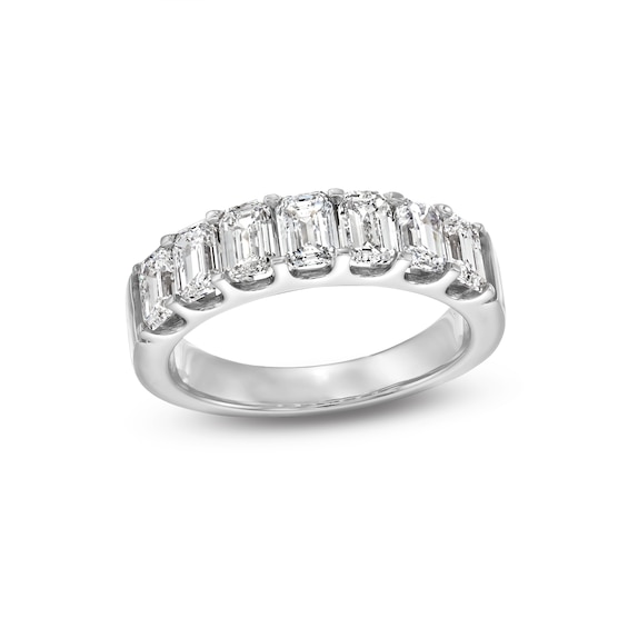 2 CT. T.w. Emerald-Cut Certified Lab-Grown Diamond Seven Stone Anniversary Band in 14K White Gold (F/Si2)