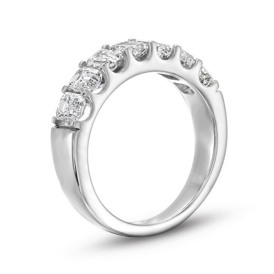 2 CT. T.w. Emerald-Cut Certified Lab-Grown Diamond Seven Stone Anniversary Band in 14K White Gold (F/Si2)