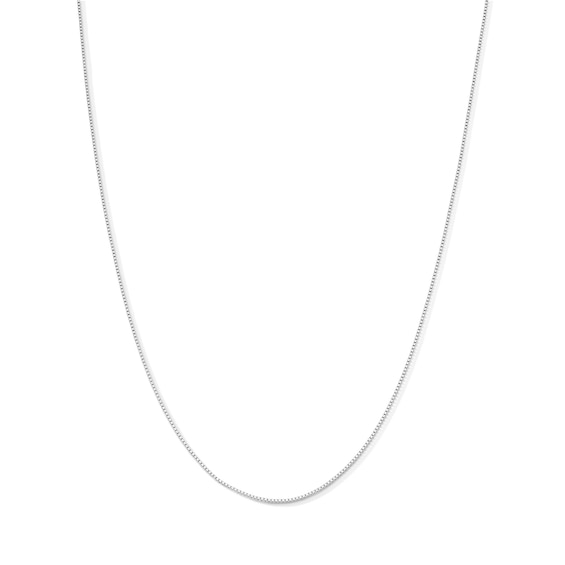 0.55mm Box Chain Necklace in Solid 10K White Gold - 18â