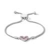Thumbnail Image 1 of Lab-Created Ruby and White Lab-Created Sapphire Heart Bolo Bracelet in Sterling Silver - 9.5"