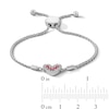 Thumbnail Image 2 of Lab-Created Ruby and White Lab-Created Sapphire Heart Bolo Bracelet in Sterling Silver - 9.5"