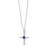 Thumbnail Image 1 of Oval Blue Lab-Created Sapphire and Diamond Accent Cross Pendant in Sterling Silver