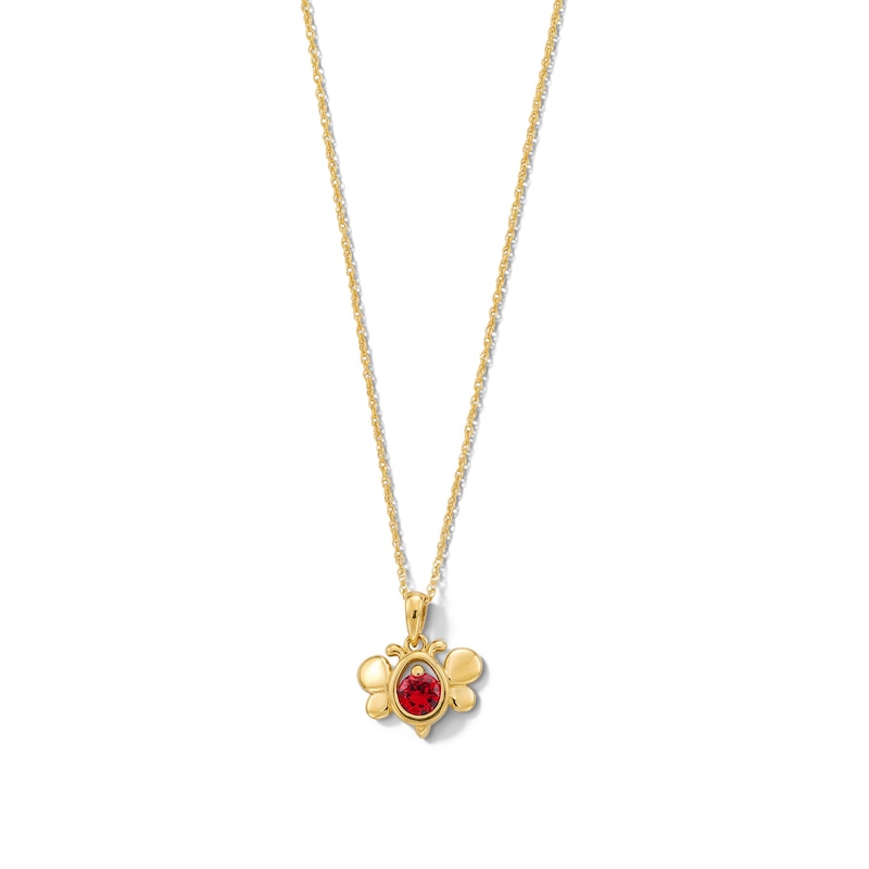 Main Image 1 of 4.0mm Lab-Created Ruby Butterfly Pendant in 10K Gold