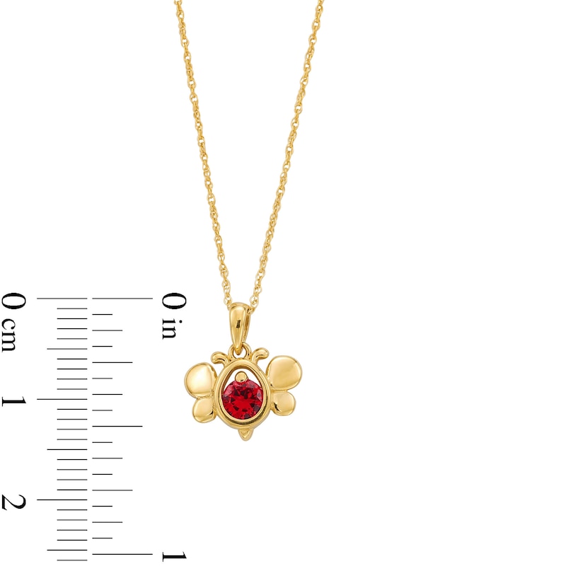 Main Image 3 of 4.0mm Lab-Created Ruby Butterfly Pendant in 10K Gold