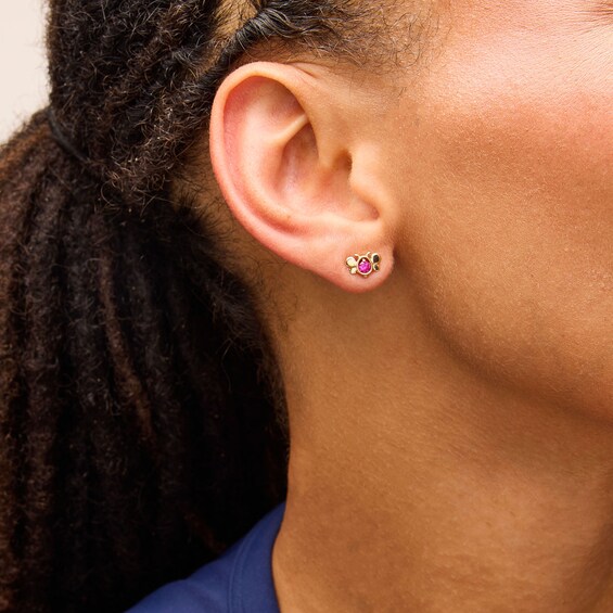 Lab-Created Ruby Butterfly Stud Earrings in 10K Gold
