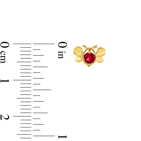 Lab-Created Ruby Butterfly Stud Earrings in 10K Gold