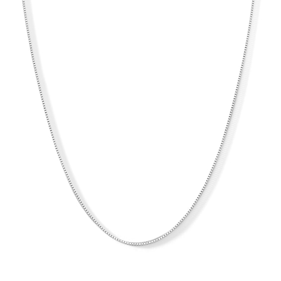 0.7mm Box Chain Necklace in Solid 14K White Gold - 20â