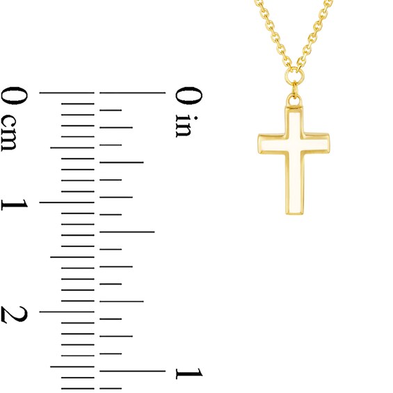 White Enamel Cross Pendant in 14K Gold