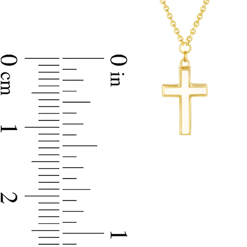 Main Image 4 of White Enamel Cross Pendant in 14K Gold