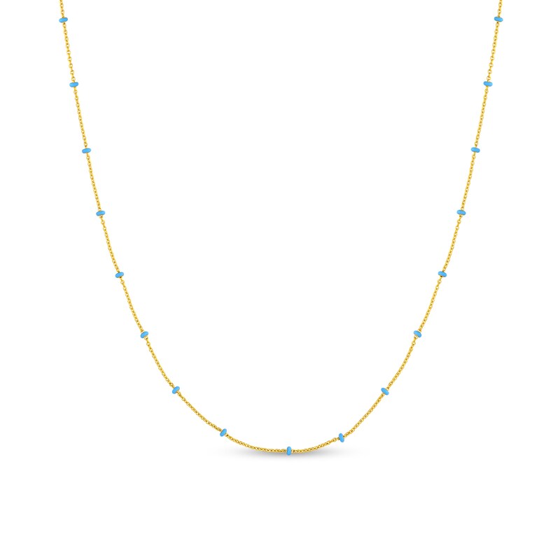Main Image 1 of Blue Enamel Bead Station Necklace in 14K Gold