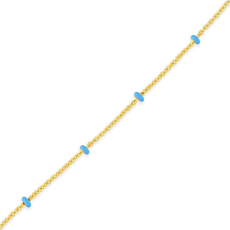 Main Image 2 of Blue Enamel Bead Station Necklace in 14K Gold