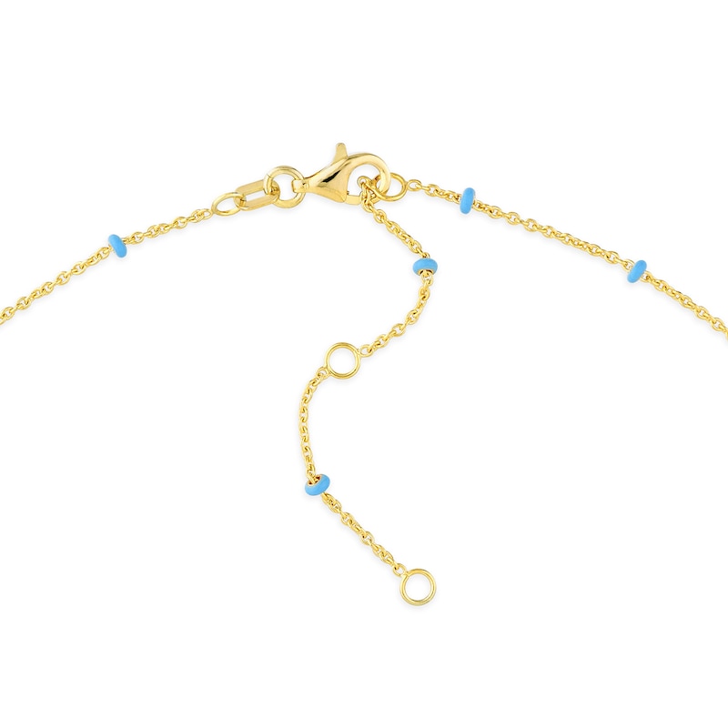 Main Image 3 of Blue Enamel Bead Station Necklace in 14K Gold