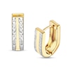 Thumbnail Image 1 of Diamond-Cut and Polished U-Shaped Huggie Hoop Earrings in 10K Two-Tone Gold