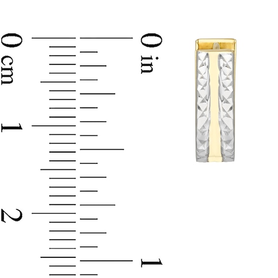 Diamond-Cut and Polished U-Shaped Huggie Hoop Earrings in 10K Two-Tone Gold