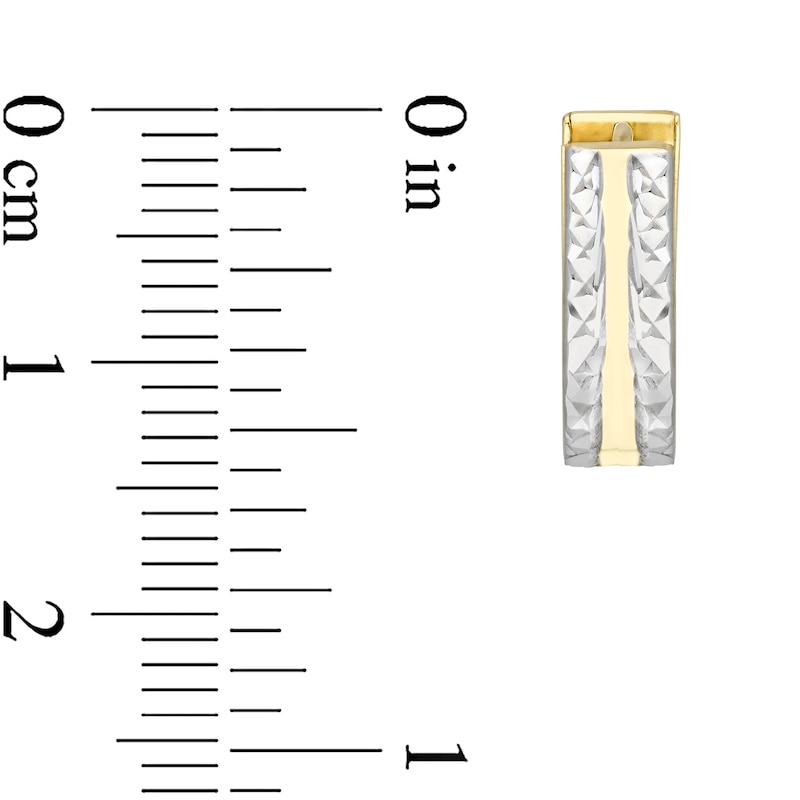 Main Image 2 of Diamond-Cut and Polished U-Shaped Huggie Hoop Earrings in 10K Two-Tone Gold