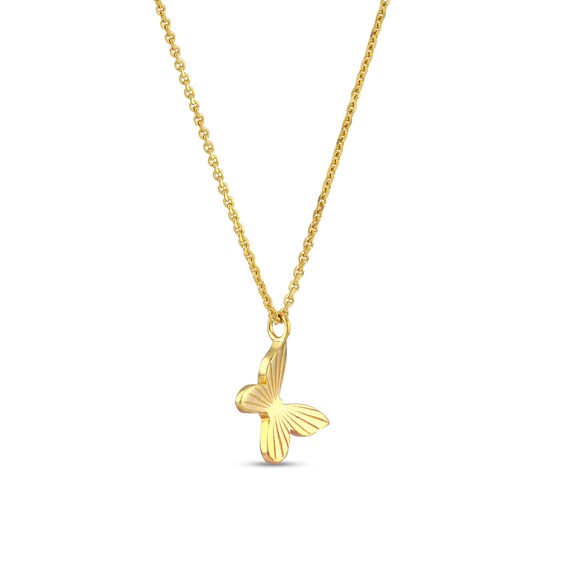 Tilted Butterfly Pendant in 14K Gold