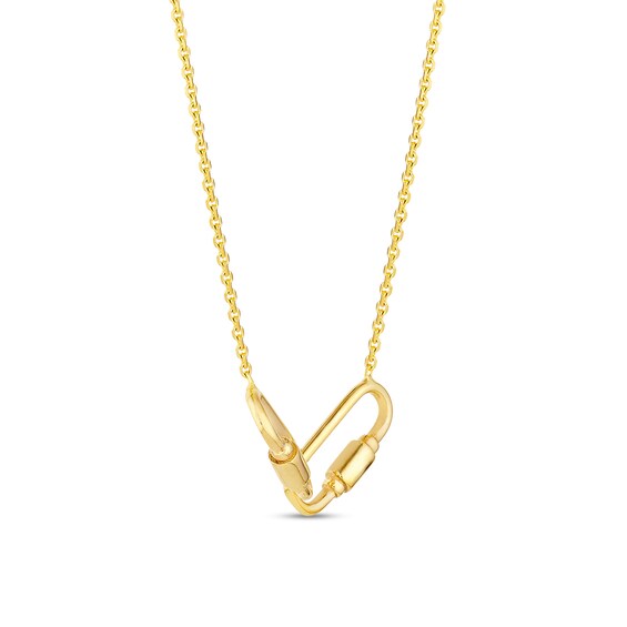 Interlocking Paper Clip Link Carabiner Necklace in 14K Gold