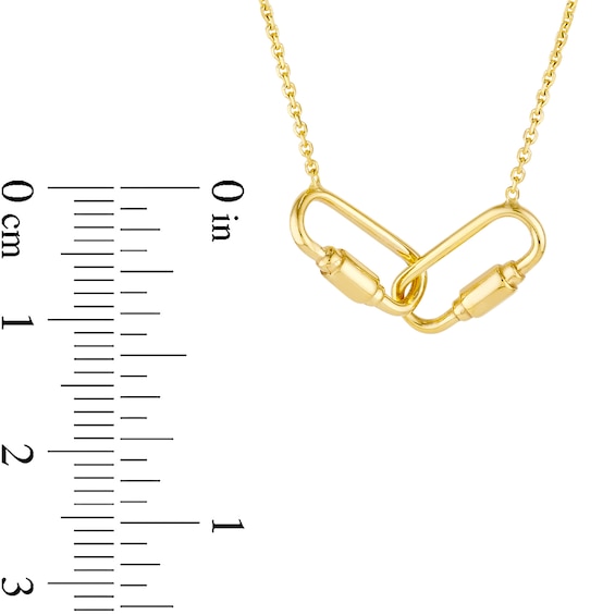 Interlocking Paper Clip Link Carabiner Necklace in 14K Gold