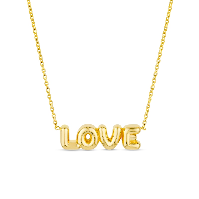 Main Image 1 of Puffed “LOVE” Necklace in 14K Gold