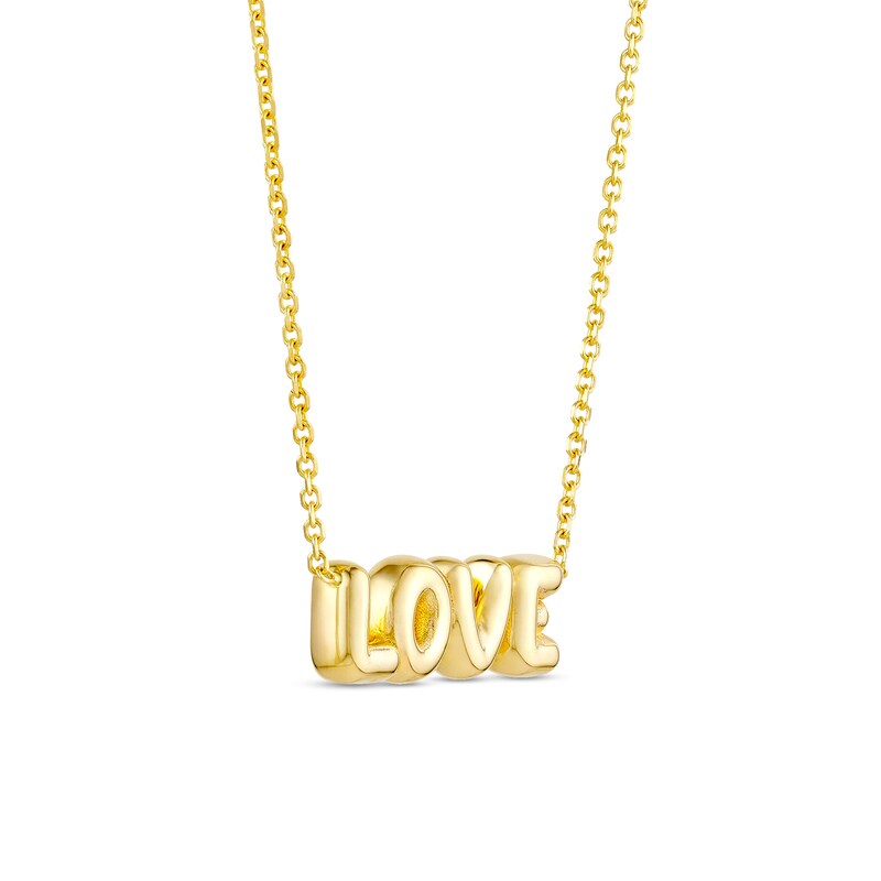 Main Image 2 of Puffed “LOVE” Necklace in 14K Gold