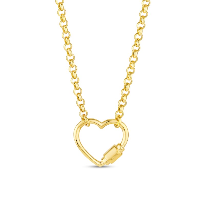 Main Image 1 of Open Heart Carabiner Necklace in 14K Gold