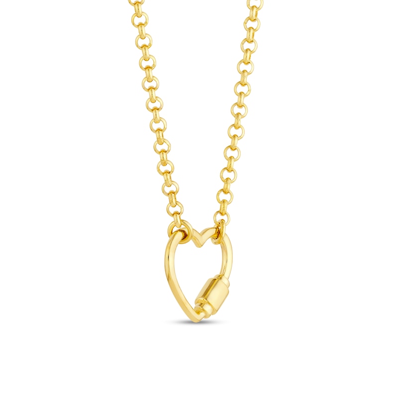 Main Image 2 of Open Heart Carabiner Necklace in 14K Gold