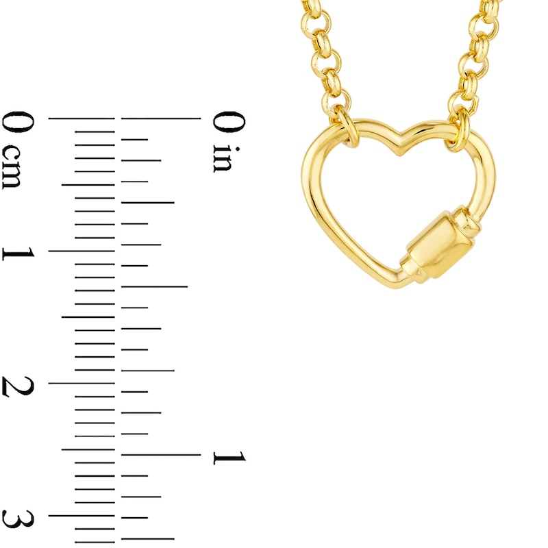 Main Image 3 of Open Heart Carabiner Necklace in 14K Gold