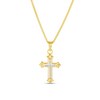Thumbnail Image 1 of Fleur-de-Lis Cross Pendant in 14K Two-Tone Gold