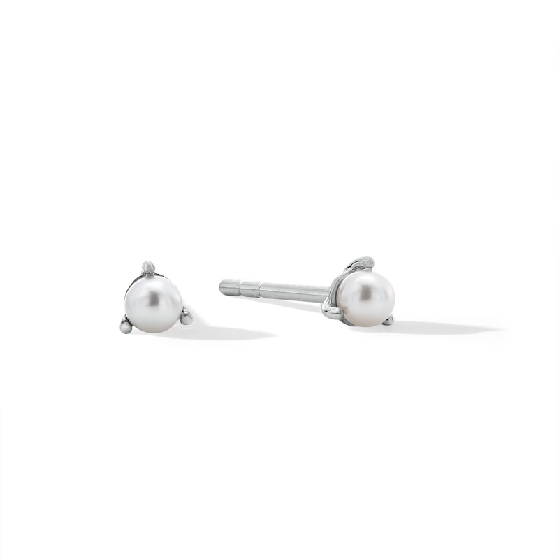 Main Image 1 of Freshwater Cultured Pearl Solitaire Martini Stud Earrings in 10K White Gold