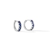 Thumbnail Image 1 of Blue Lab-Created Sapphire Five Stone Huggie Hoop Earrings in Sterling Silver