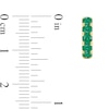Thumbnail Image 4 of Lab-Created Emerald Five Stone Huggie Hoop Earrings in Sterling Silver with 14K Gold Plate
