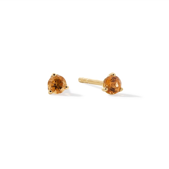 Citrine Solitaire Martini Stud Earrings in 10K Gold